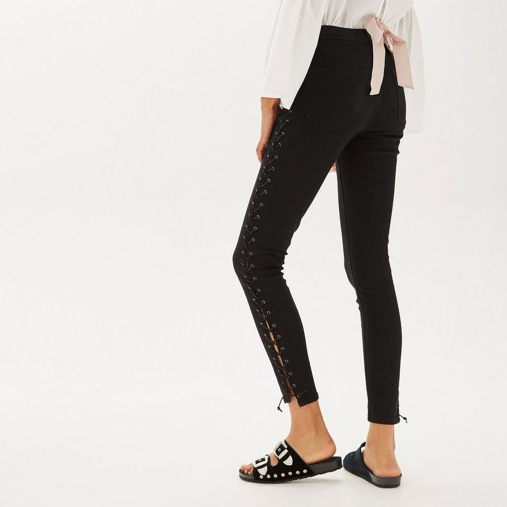Topshop Jamie High Waisted Lace up Skinny Jean